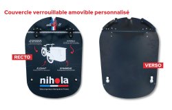 Vue recto verso du couvercle verrouillable amovible avec personnalisation